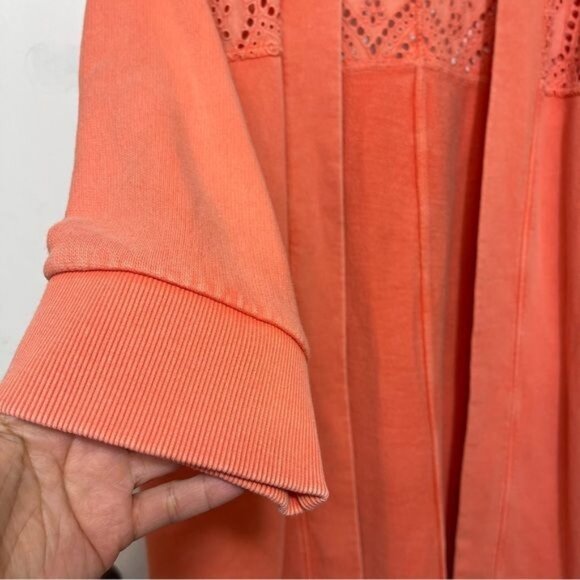 SOFT SURROUNDINGS Ellie Topper CardiganSweater Eyelet in Coral Size S - Picture 6 of 9